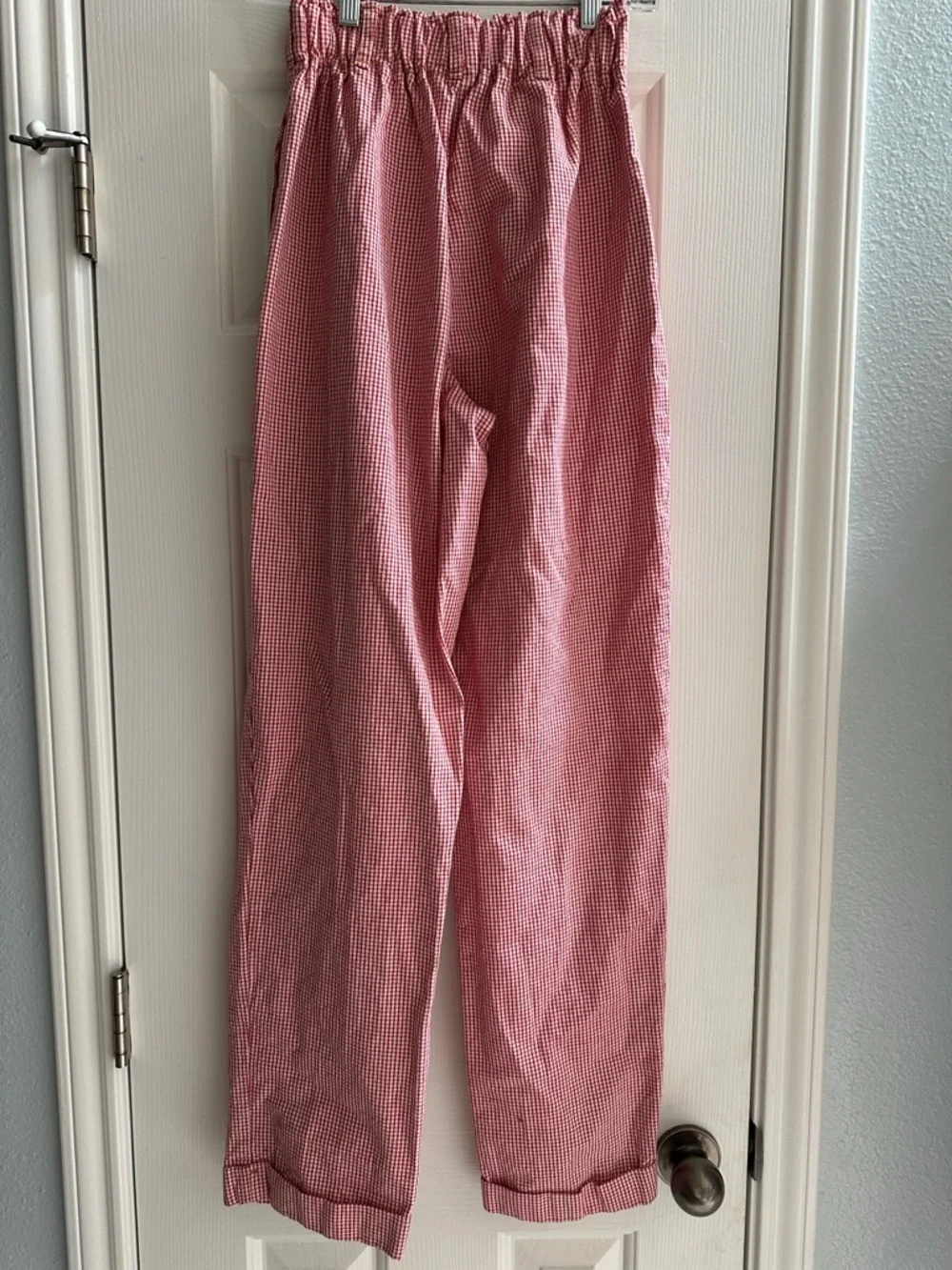 Simply Barbara Vintage Red White Gingham Cotton Pants Small Prairie Cottagecore